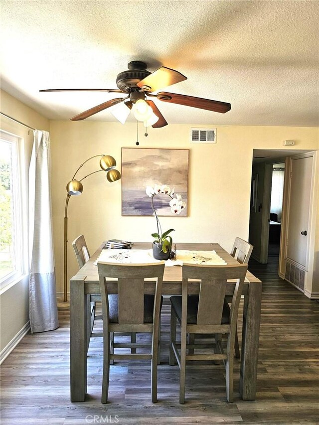 874 Cinnamon Ln Unit 62, Duarte, CA 91010 - dining area featuring a ceiling fan, a textured ceiling, and wood finished floors