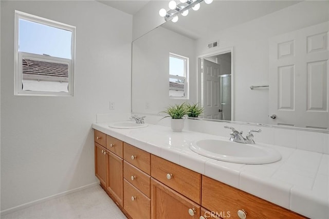 53 Via Palacio, San Clemente, CA 92673 - full bath featuring double vanity and a shower with shower door