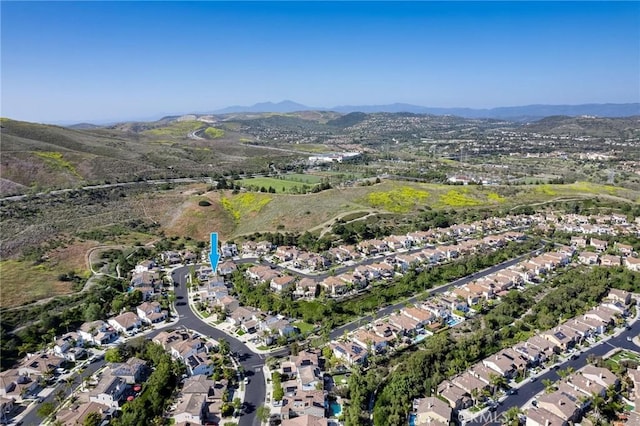 53 Via Palacio, San Clemente, CA 92673 - aerial view of property's location with a mountain backdrop and nearby suburban area
