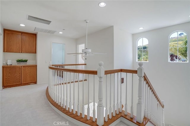 53 Via Palacio, San Clemente, CA 92673 - corridor with an upstairs landing, recessed lighting, and light carpet