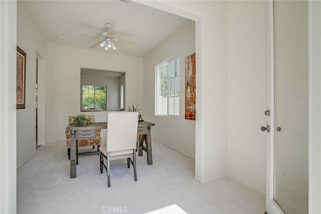53 Via Palacio, San Clemente, CA 92673 - dining area featuring ceiling fan and light colored carpet