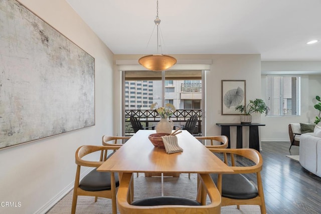 931 E Walnut St Unit 508, Pasadena, CA 91106 - dining space featuring plenty of natural light, wood finished floors, and recessed lighting