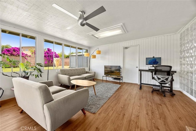 18101 Kirk Ave, Tustin, CA 92780 - living room with wood finished floors and ceiling fan