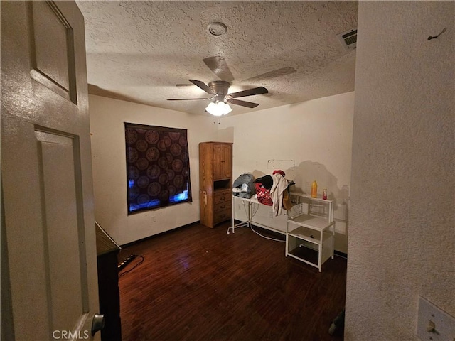 16709 Deodar St, Hesperia, CA 92345 - bedroom featuring wood finished floors, a textured ceiling, a textured wall, and a ceiling fan