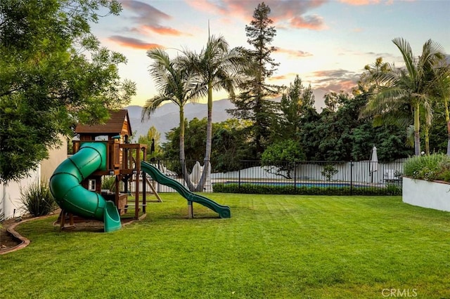 3326 Los Olivos Ln, Glendale, CA 91214 - playground at dusk featuring a playground