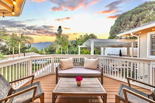 3326 Los Olivos Ln, Glendale, CA 91214 - deck featuring outdoor lounge area and a mountain view