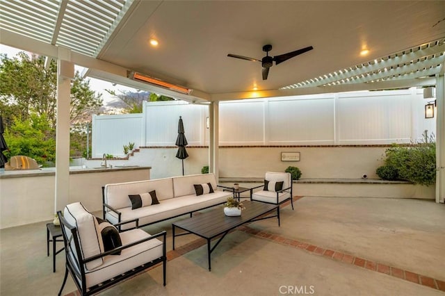 3326 Los Olivos Ln, Glendale, CA 91214 - view of patio featuring outdoor lounge area and ceiling fan
