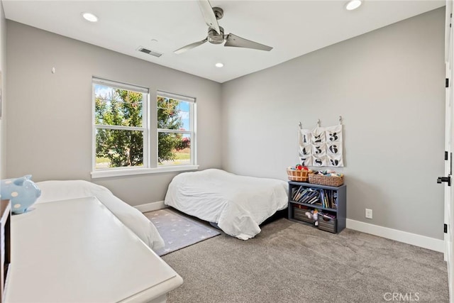 5031 San Juanico Dr, Chico, CA 95973 - carpeted bedroom with recessed lighting and ceiling fan