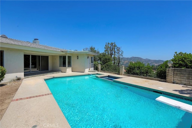 3260 Beaudry, Glendale, CA 91208 - view of swimming pool with a mountain view, a patio area, and a pool with connected hot tub