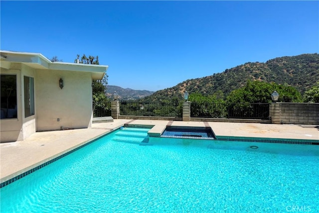 3260 Beaudry, Glendale, CA 91208 - view of pool with a mountain view, a pool with connected hot tub, and a patio area