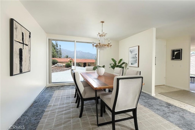 3260 Beaudry, Glendale, CA 91208 - carpeted dining area with a chandelier and a mountain view