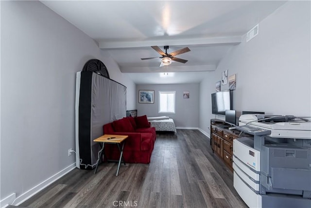 4759 Cochran St, Simi Valley, CA 93063 - living room with dark wood-style flooring and ceiling fan