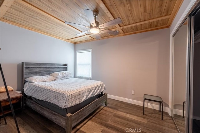 4759 Cochran St, Simi Valley, CA 93063 - bedroom featuring wooden ceiling, wood finished floors, and a ceiling fan