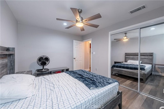 4759 Cochran St, Simi Valley, CA 93063 - bedroom with wood finished floors, a closet, a ceiling fan, and recessed lighting