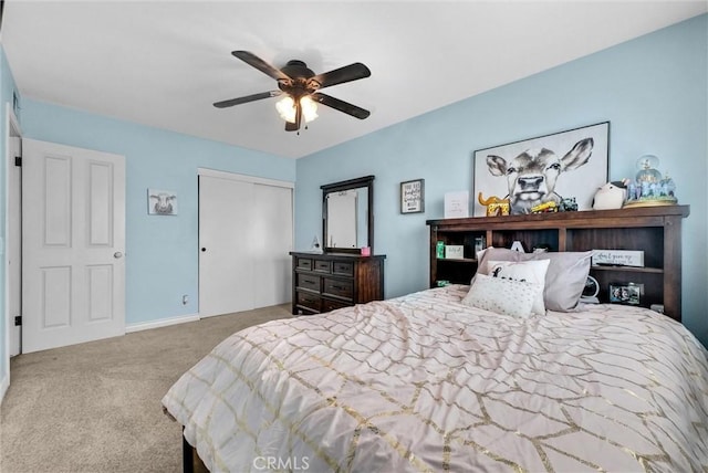 1160 Baseline Rd, La Verne, CA 91750 - bedroom featuring carpet floors, a closet, and a ceiling fan