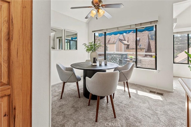 777 Chorro St Unit 3, San Luis Obispo, CA 93401 - carpeted dining space with a ceiling fan and vaulted ceiling