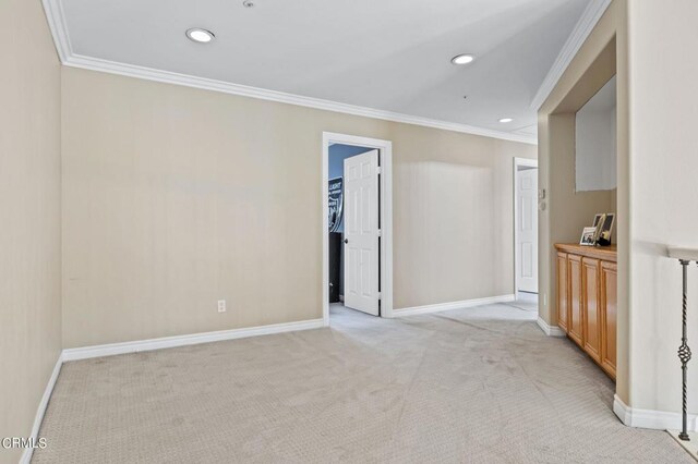 2561 Upper Bay Dr, Oxnard, CA 93036 - empty room with ornamental molding, light carpet, and recessed lighting
