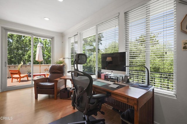630 S Orange Grove Blvd Unit 5, Pasadena, CA 91105 - home office with healthy amount of natural light, wood finished floors, and recessed lighting