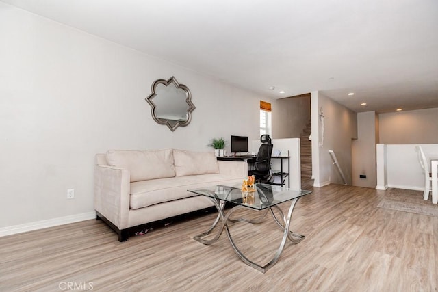13015 New Hvn, Riverside, CA 92503 - living area with wood finished floors, recessed lighting, and stairs