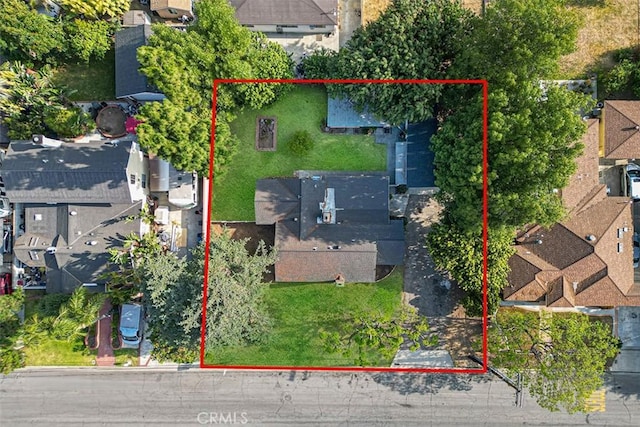 11749 Clarkman St, Santa Fe Springs, CA 90670 - aerial view of residential area with property parcel outlined