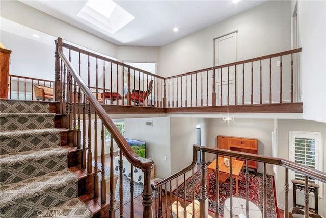 29411 Port Royal Way, Laguna Niguel, CA 92677 - stairway with wood finished floors, a skylight, recessed lighting, and healthy amount of natural light