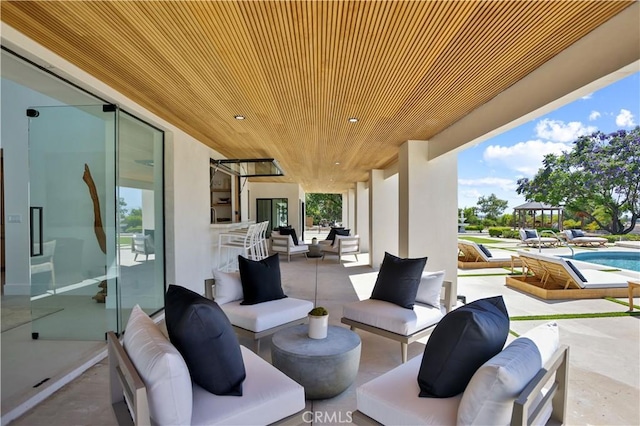 1257 Fetlock Way, Riverside, CA 92506 - view of patio / terrace with an outdoor living space and an outdoor pool