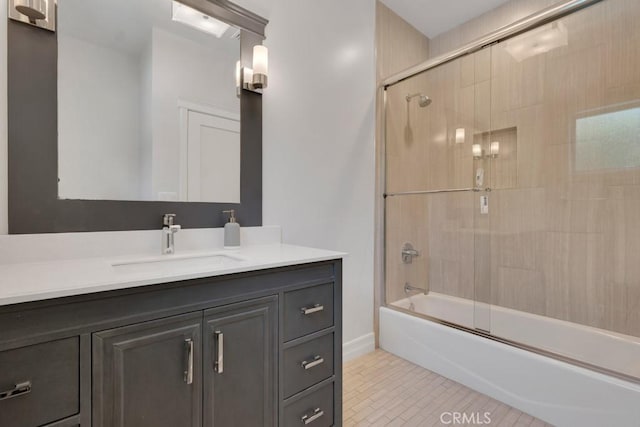 15460 La Maida St, Sherman Oaks, CA 91403 - full bath featuring vanity, shower / bath combination with glass door, and tile patterned floors