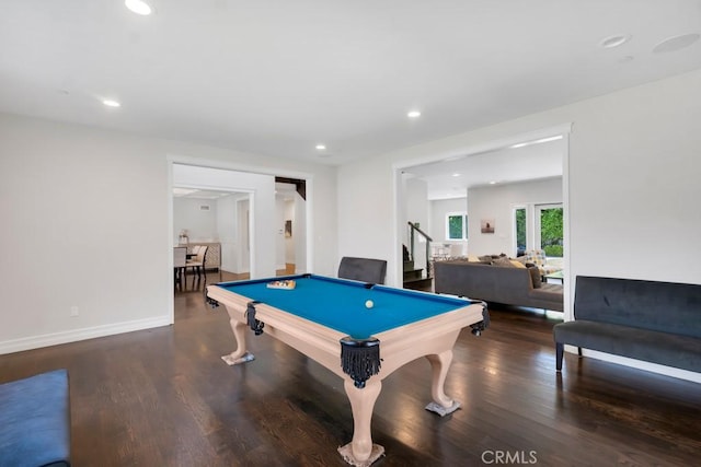 15460 La Maida St, Sherman Oaks, CA 91403 - playroom featuring wood finished floors, billiards, and recessed lighting