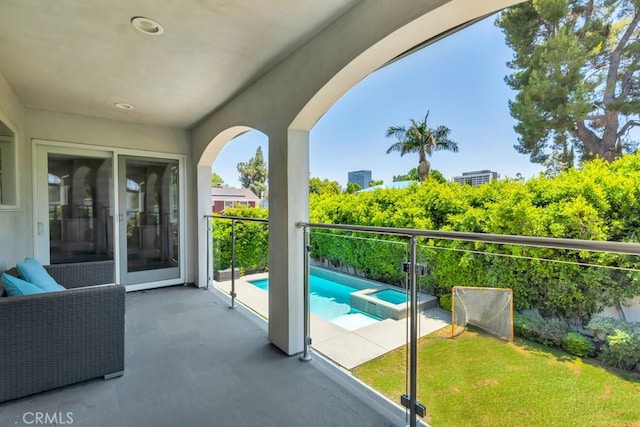 15460 La Maida St, Sherman Oaks, CA 91403 - view of patio with a pool with connected hot tub