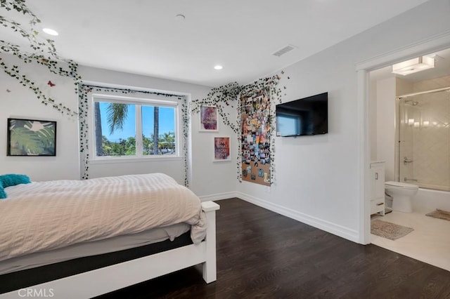 15460 La Maida St, Sherman Oaks, CA 91403 - bedroom featuring dark wood finished floors, recessed lighting, and ensuite bathroom