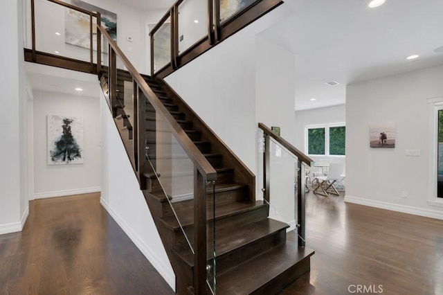 15460 La Maida St, Sherman Oaks, CA 91403 - stairway featuring wood finished floors and recessed lighting