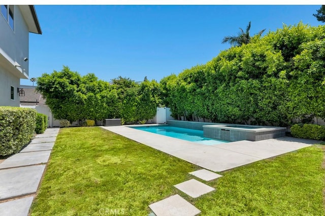 15460 La Maida St, Sherman Oaks, CA 91403 - view of pool featuring a fenced backyard, a pool with connected hot tub, and a patio area