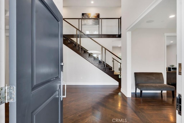 15460 La Maida St, Sherman Oaks, CA 91403 - entrance foyer featuring stairs and wood finished floors