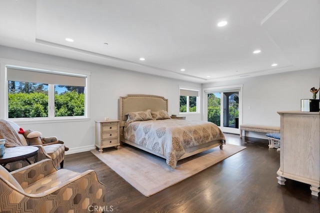 15460 La Maida St, Sherman Oaks, CA 91403 - bedroom featuring recessed lighting, access to exterior, and dark wood-type flooring