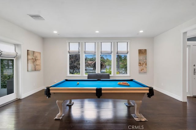 15460 La Maida St, Sherman Oaks, CA 91403 - rec room featuring billiards, wood finished floors, and recessed lighting