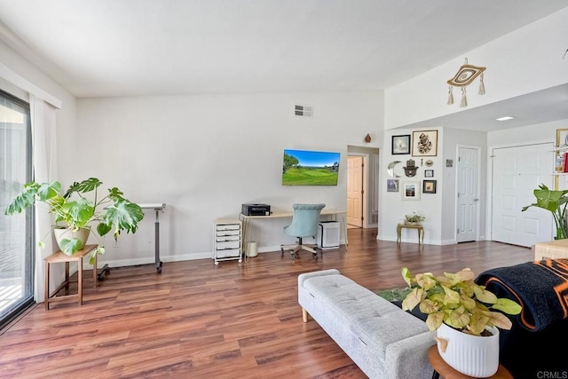 1219 Paseo Hermosa, Oceanside, CA 92056 - living room with wood finished floors, healthy amount of natural light, and an office area