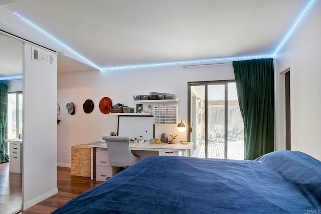 1219 Paseo Hermosa, Oceanside, CA 92056 - bedroom featuring access to exterior, wood finished floors, and a desk