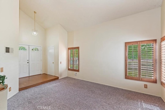 10151 Saddlehill Ter, Rancho Cucamonga, CA 91737 - carpeted entrance foyer with high vaulted ceiling and plenty of natural light