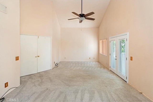 10151 Saddlehill Ter, Rancho Cucamonga, CA 91737 - carpeted spare room featuring high vaulted ceiling and ceiling fan