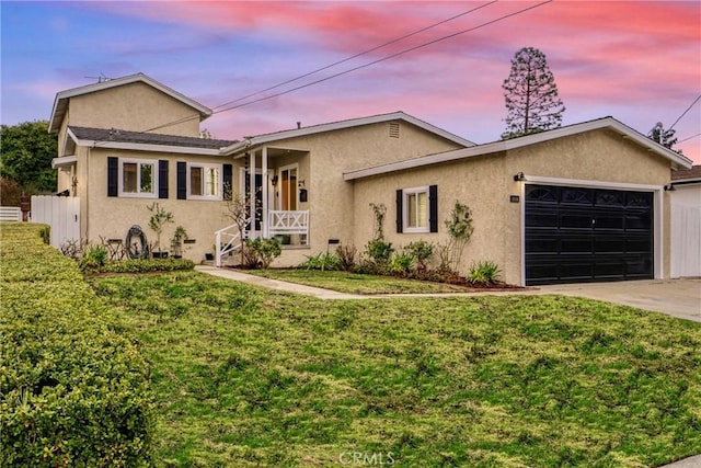 26114 Delos Dr, Torrance, CA 90505 - ranch-style home featuring stucco siding, a garage, a lawn, and driveway