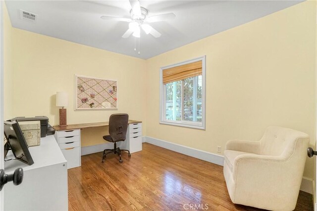 26114 Delos Dr, Torrance, CA 90505 - office with light wood-style flooring and ceiling fan