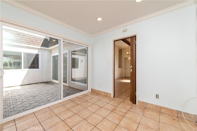 24 Queens Wreath Way, Irvine, CA 92612 - empty room featuring ornamental molding, recessed lighting, and light tile patterned floors