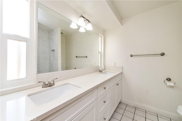 24 Queens Wreath Way, Irvine, CA 92612 - full bath featuring double vanity, a shower, and tile patterned floors