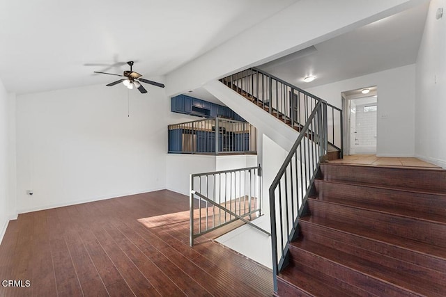 248 E Washington Blvd Unit 4, Pasadena, CA 91104 - stairs with ceiling fan, wood finished floors, and lofted ceiling