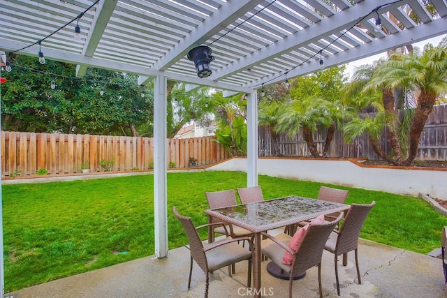 737 Corona Dr, Oceanside, CA 92057 - fenced backyard with a pergola, a patio, and outdoor dining area