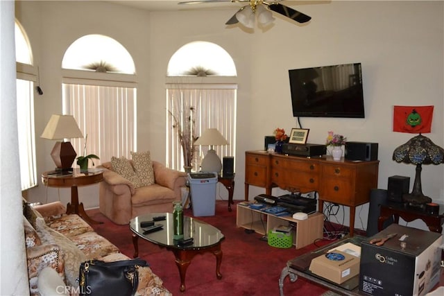 31811 Whispering Palms Trl, Cathedral City, CA 92234 - carpeted living area with ceiling fan