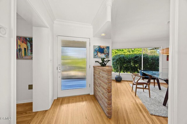 1620 Knollwood Dr, Pasadena, CA 91103 - entryway featuring crown molding and wood finished floors