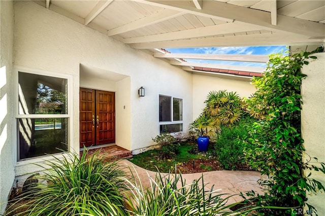 3811 Algonaut Dr, Calabasas, CA 91302 - doorway to property with stucco siding