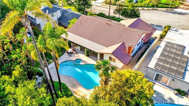 3811 Algonaut Dr, Calabasas, CA 91302 - aerial view of property and surrounding area featuring a pool
