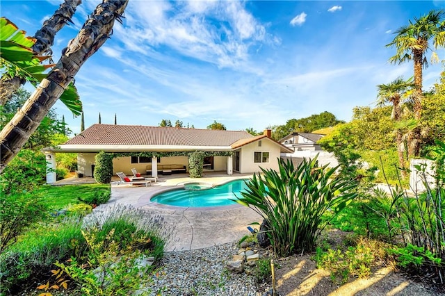 3811 Algonaut Dr, Calabasas, CA 91302 - outdoor pool featuring a patio and outdoor lounge area